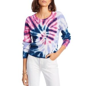 LINI Hailey Tie-Dye Cable Knit Crew Neck Pullover Sweater Multicolor Size XS
